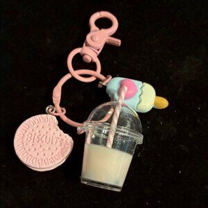 Pink Biscuit and Milkshake Keychain